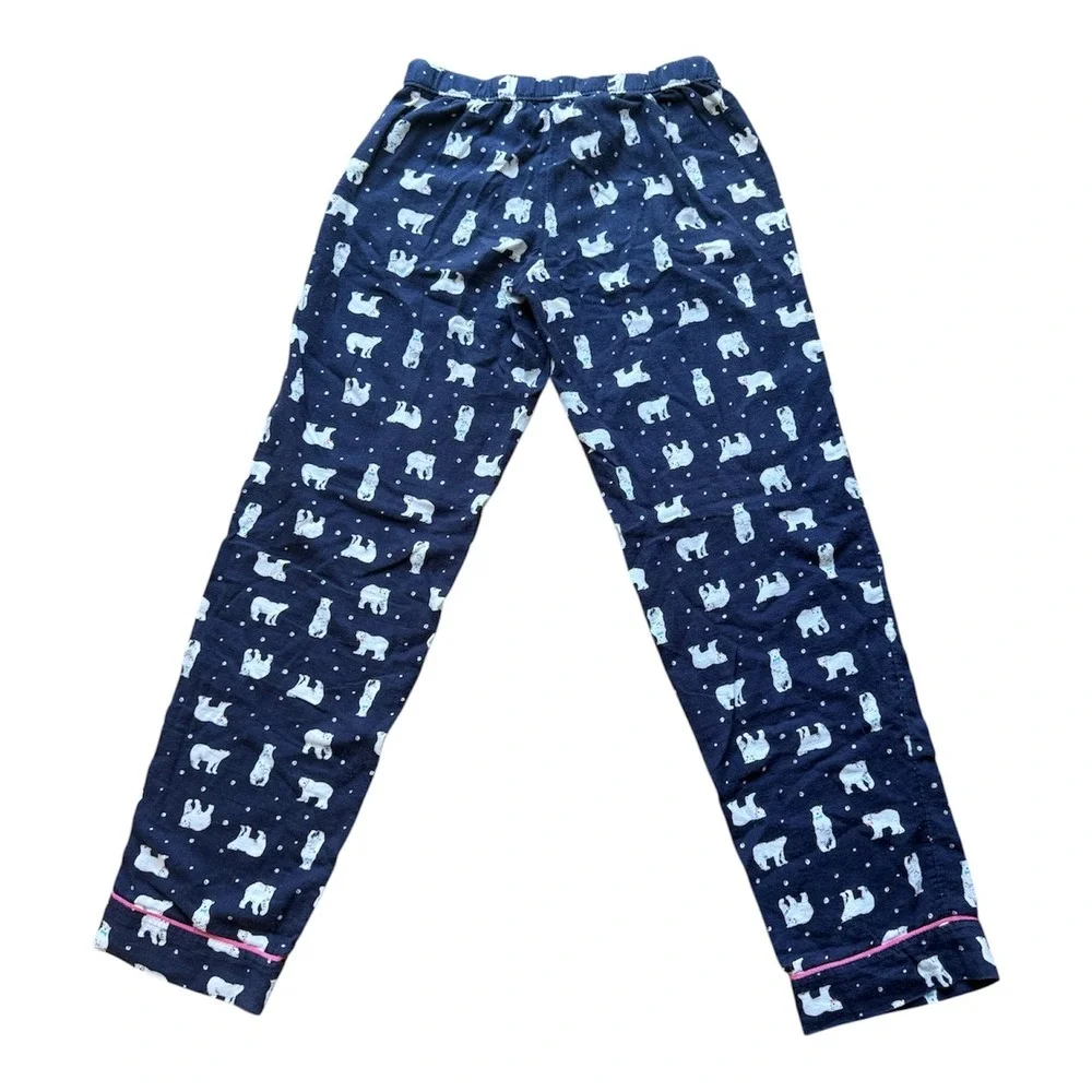 Aerie Womens XS Polar Bear Print Pajama Pants Navy Blue Cotton Flannel Lounge